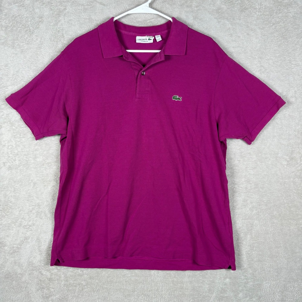 Lacoste Polo Shirt Mens 6 XL Purple Classic Fit‎ Short Sleeve Pique Cotton Logo